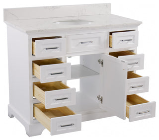 Aria 42" Bathroom Vanity, White, Engineered Marble