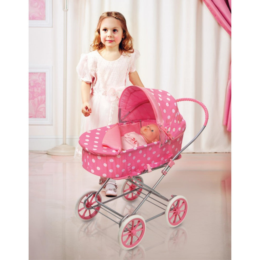 Pink W/White Polka Dots 3-In-1 Pram/Carrier/Stroller