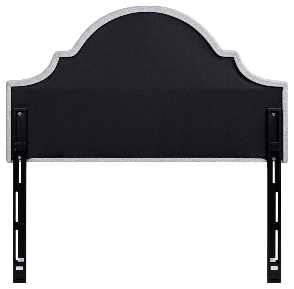 Catherine Arched Upholstered Camelback Headboard, Light Gray, Queen
