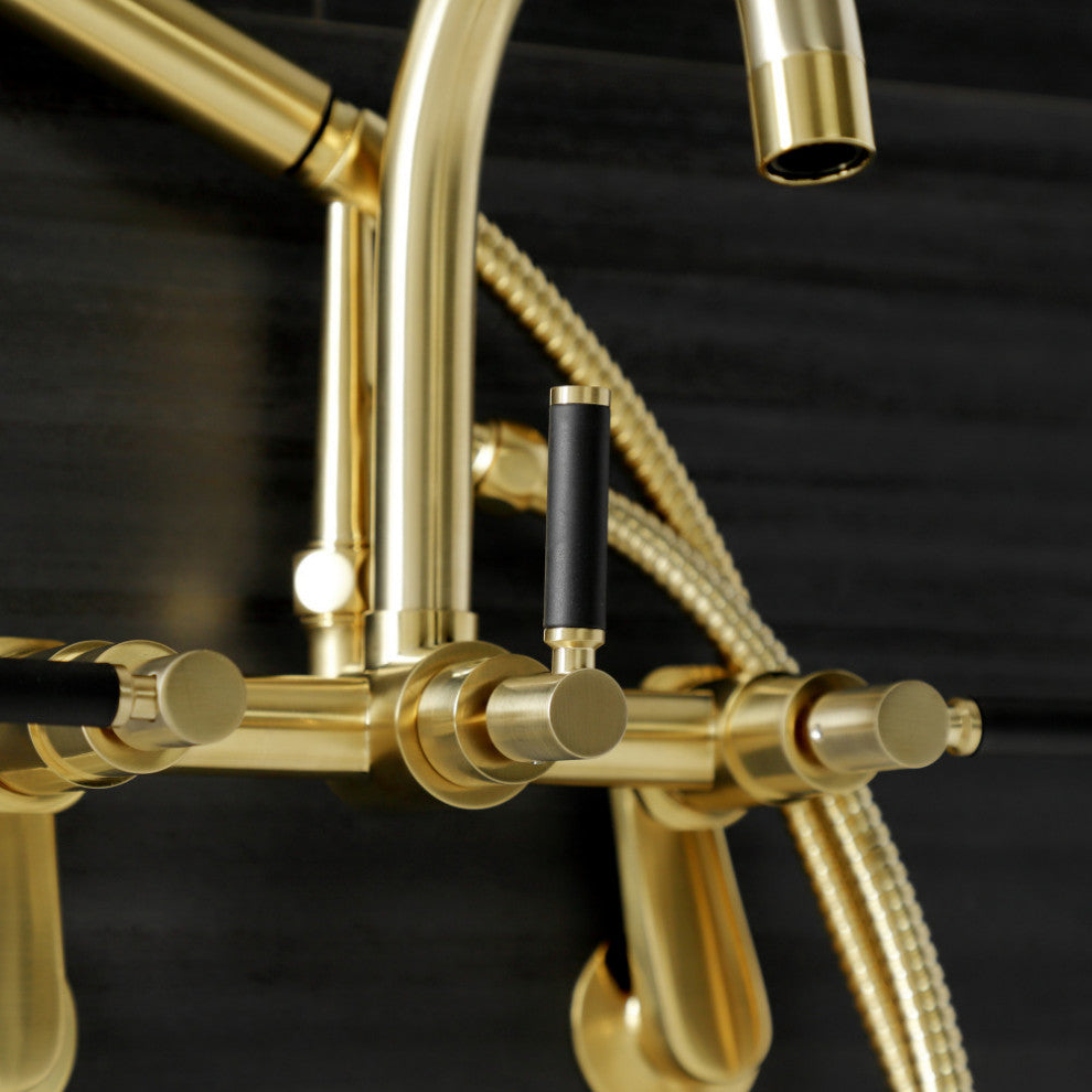 AE8157DKL 7" Adjustable Wall Mount Clawfoot Tub Faucet, Brushed Brass