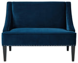 Inspired Home Aryanna Bench Upholstered, Navy Velvet