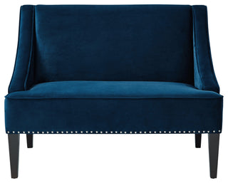 Inspired Home Aryanna Bench Upholstered, Navy Velvet