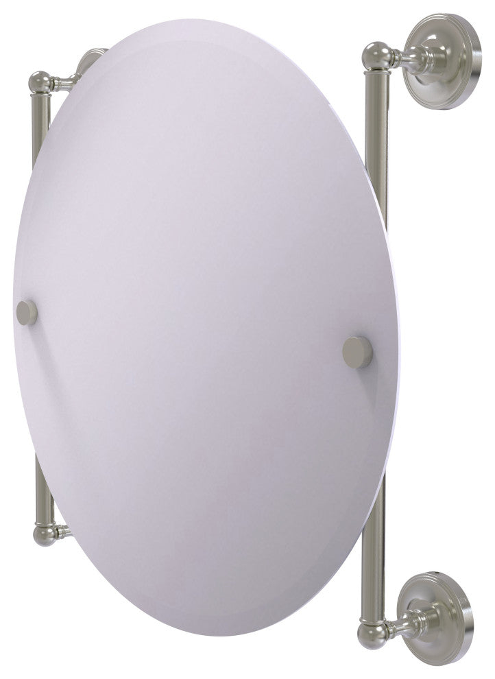Prestige Regal Round Frameless Rail Mounted Mirror, Satin Nickel
