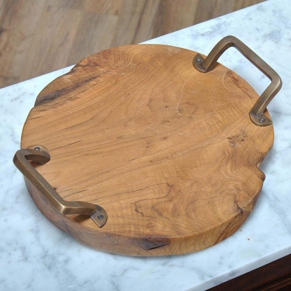 Teak Serving Platter "“ Brass Handles