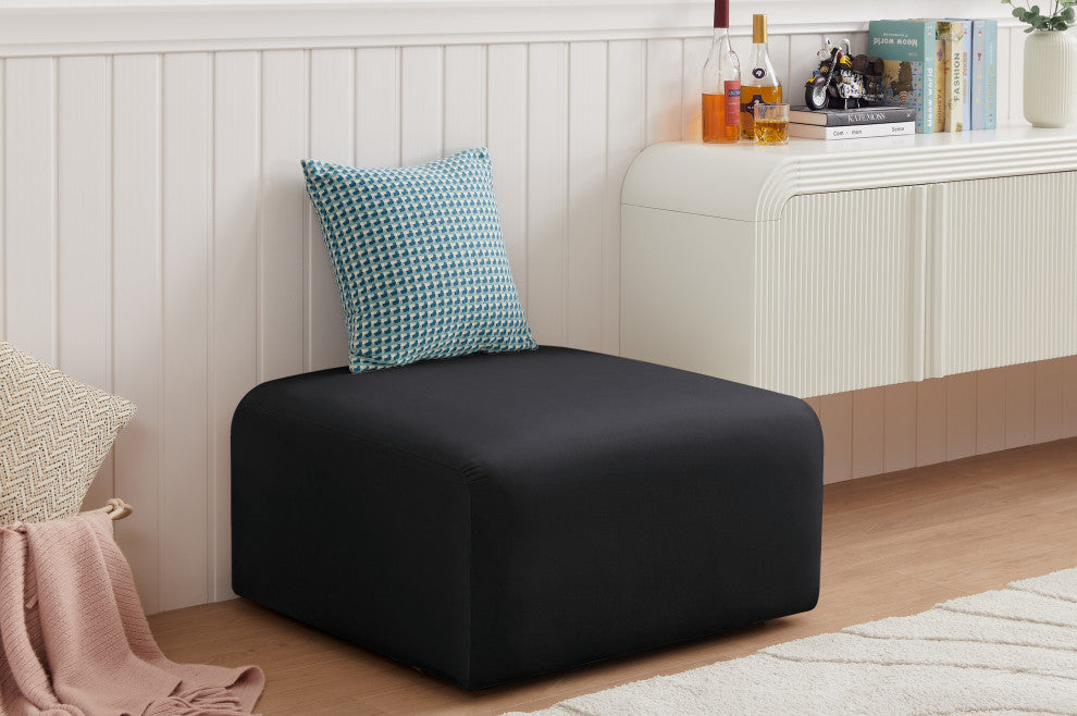 Arc Upholstered Modular Component, Black, 1-Piece: Ottoman, Velvet