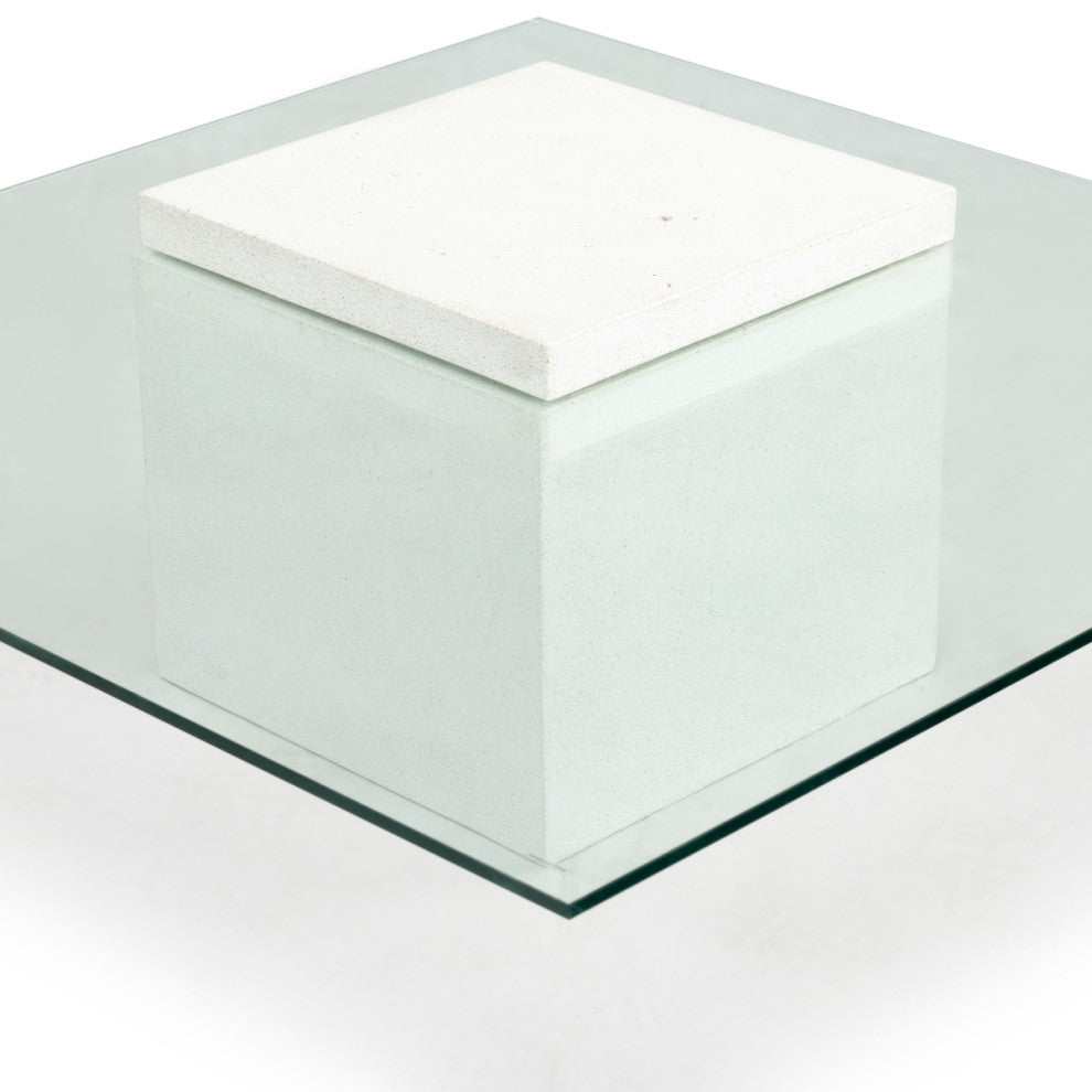 Safavieh Couture Sophibeth Concrete Coffee Table, Ivory/Clear