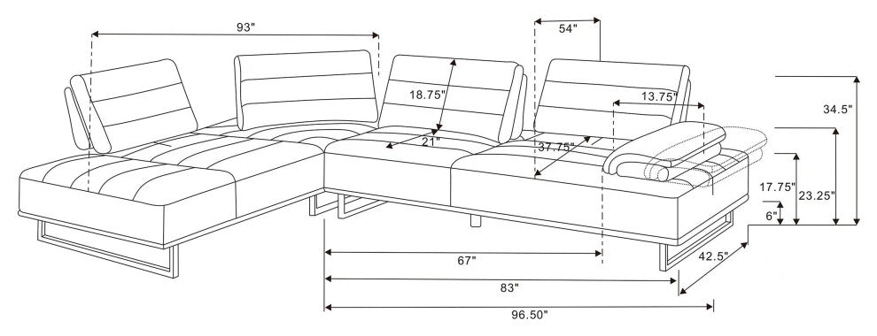 Arden Upholstered Sectional Sofa With Adjustable Back Taupe