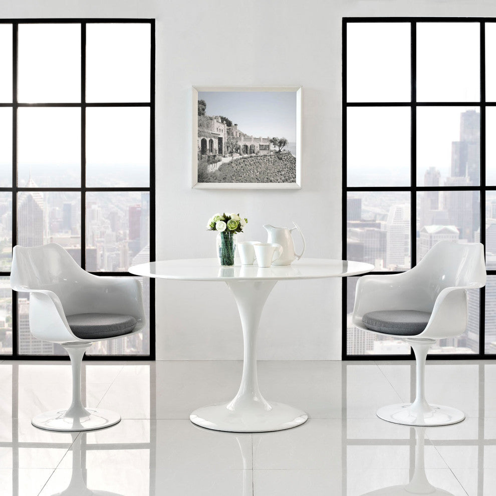 Modern Gray Tulip Dining Armchair Set of 2