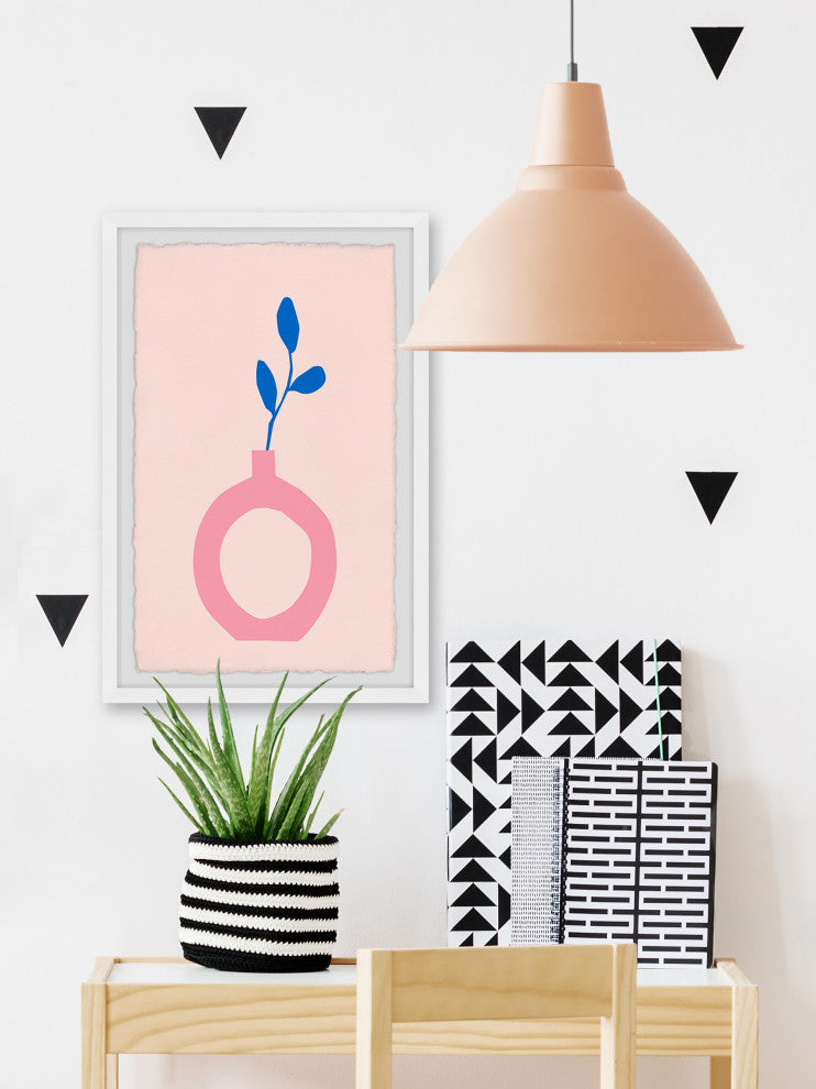 "Pink Cutout Vase" Framed Painting Print, 8x12