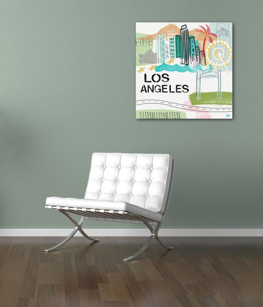 Epic Graffiti "Los Angeles" by Linda Woods, Giclee Canvas Wall Art, 12"x12"