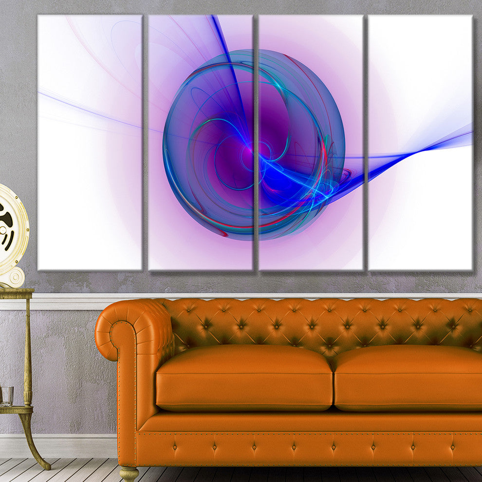 Abstract Blue Fractal Design, Abstract Canvas Art Print, 48"x28", 4 Panels