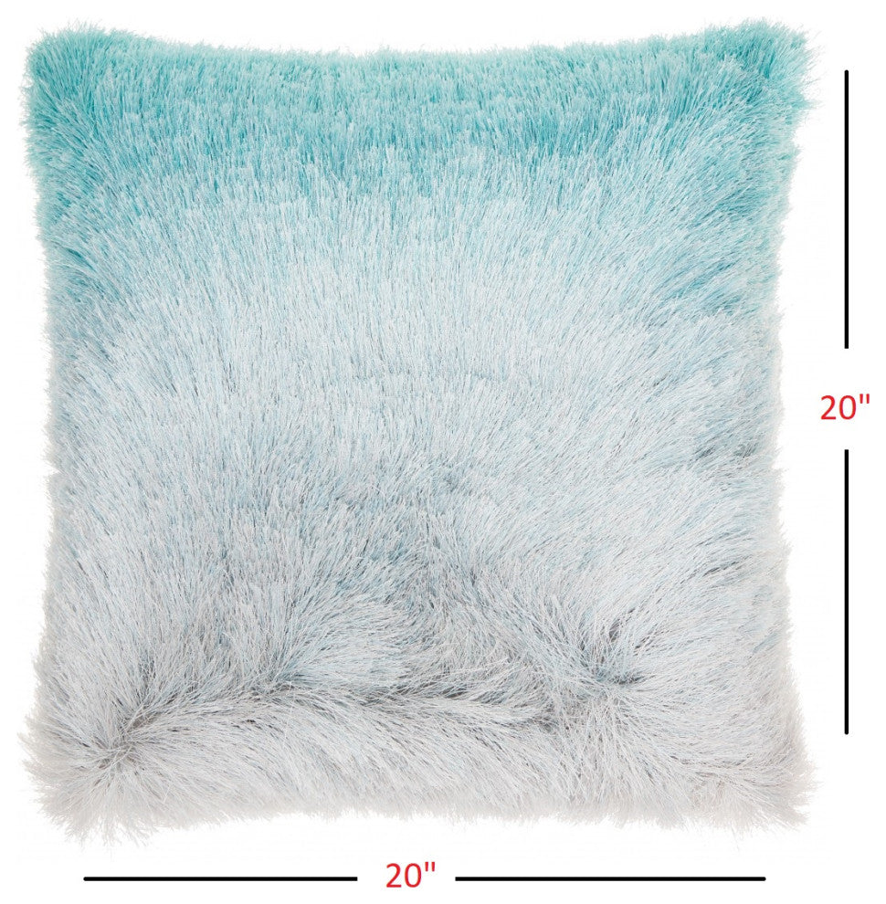 Plush Turquoise Silver Accent Throw Pillow