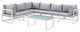 Modway Fortuna 7 Piece Outdoor Patio Sectional Sofa Set, White Gray