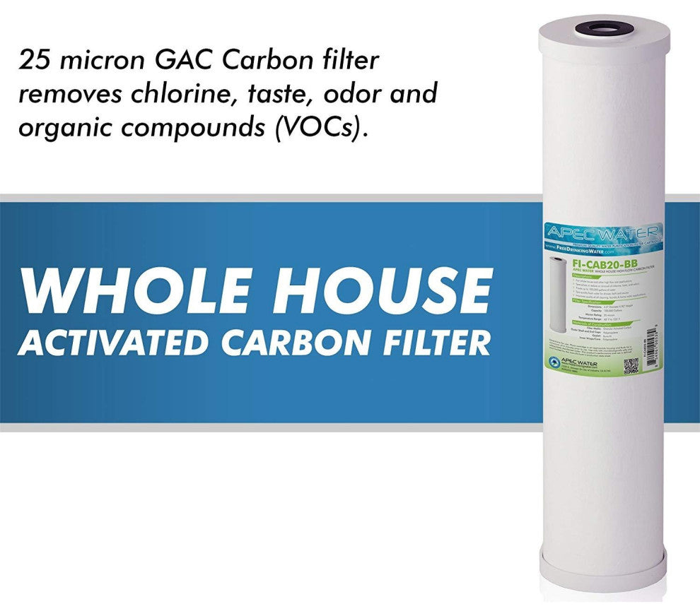 APEC 4.5"x 20" GAC Carbon Replacement Filter for BB Filter System, 25 Micron