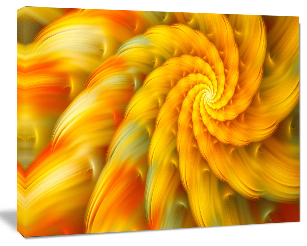 Rotating Yellow Fractal Flower, Floral Canvas Art Print, 20"x12"
