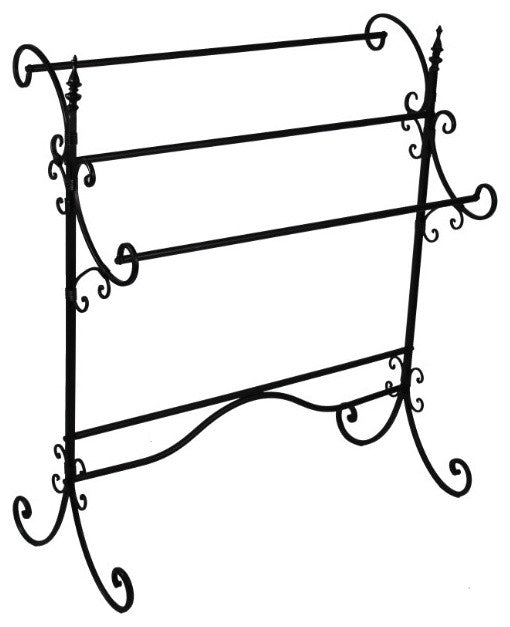 Benzara Spacious Metal Blanket Rack With Three Bars, Black