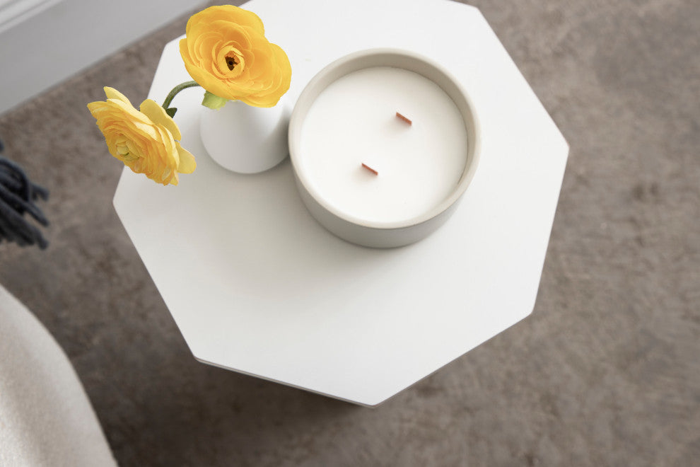 Octavia Accent Table, White, 11x11x24