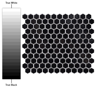 Metro Hex Matte Porcelain Mosaic Floor and Wall Tile, Black