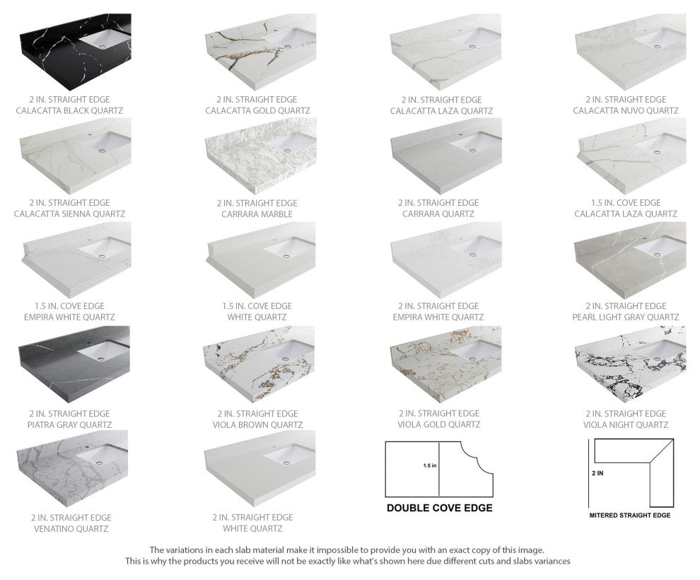 Charlotte 36" Right Offset Bath Vanity in Fine Grain 2" Pearl Gray Quartz