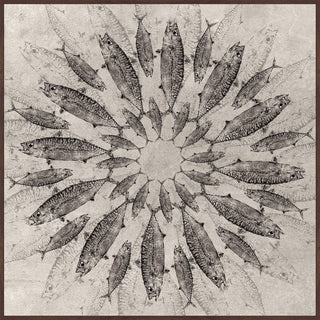 "Concentric Fish" Floater Framed Painting Print on Canvas, 32"x32"
