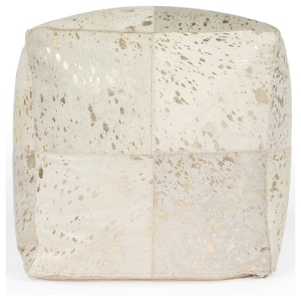 Butler Victorian Hair on Hide With Gold Spots Pouffe