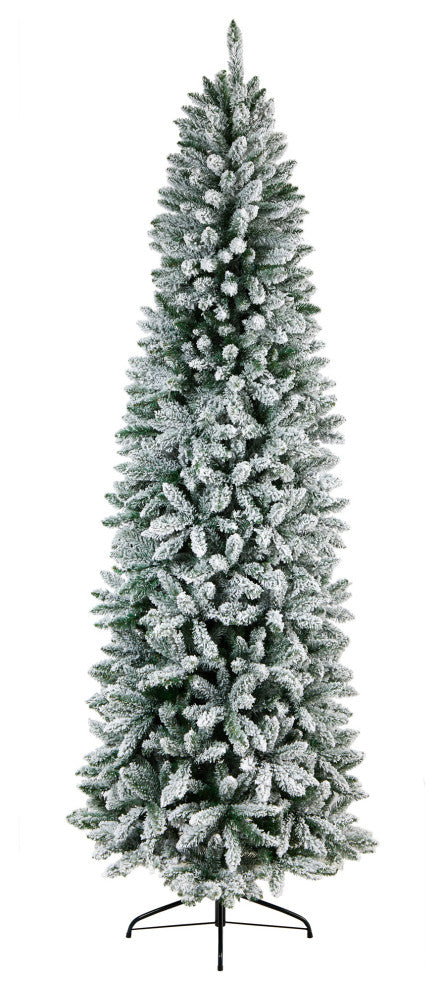 9ft. Slim Flocked Montreal Fir Artificial Christmas Tree