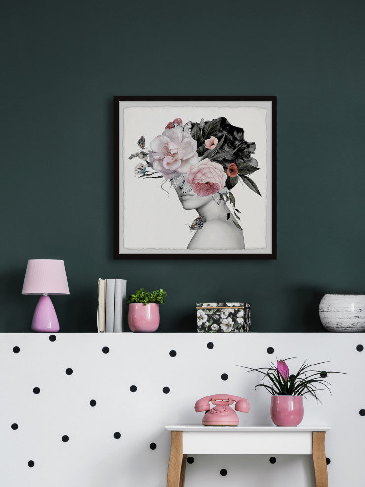 "Butterflies and Peonies" Framed Painting Print, 32x32