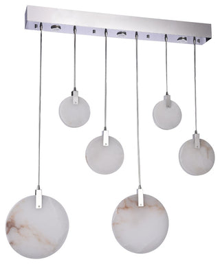 Modern Spanish Marble Linear Chandelier, Chrome