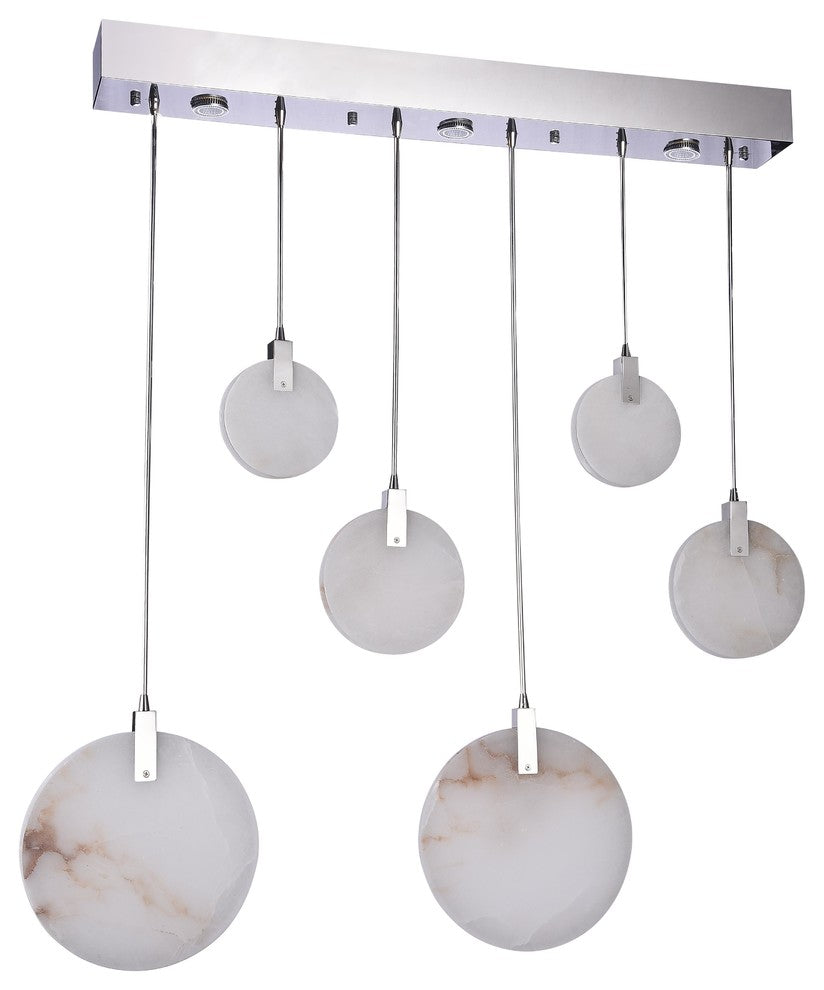 Modern Spanish Marble Linear Chandelier, Chrome