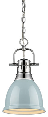 Golden Lighting 3602-S-CH Duncan 1 Light 9"W Mini Pendant - Chrome / Seafoam