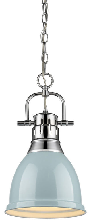 Golden Lighting 3602-S-CH Duncan 1 Light 9"W Mini Pendant - Chrome / Seafoam