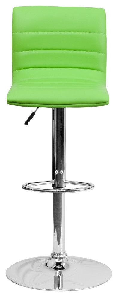 Flash Furniture 25" to 33" Striped Bar Stool in Green with Chrome Base