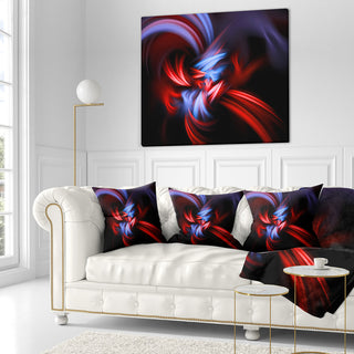 Fractal Red Connected Stripes Contemporary Throw Pillow, 18"x18"