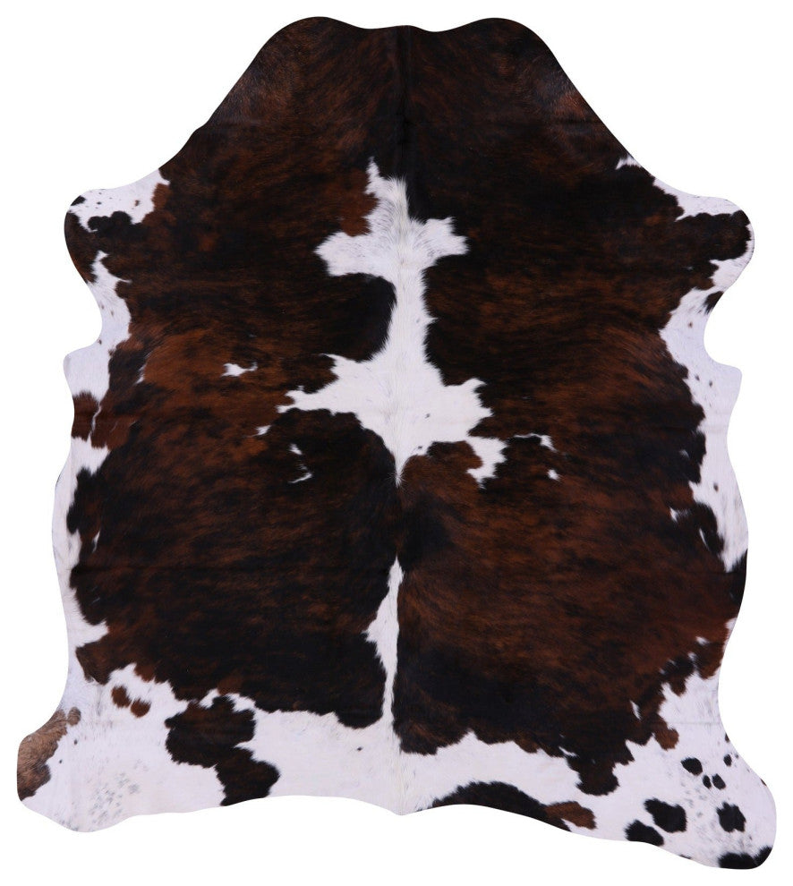 6' 6" X 6' 1" Tricolor Natural Cowhide Rug C2209