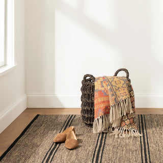 Dash & Albert Malta Camel Handwoven Wool Rug, Black, 8' x 10'