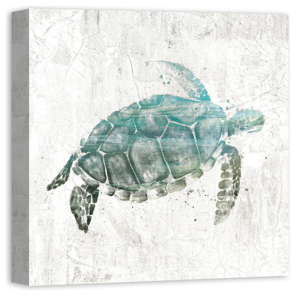 Turquoise Sea Turtle Canvas Wall Art, 20"x20"