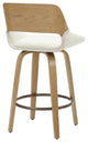 Mid-Century Modern Fabric and Wood 26" Counter Stool With Swivel, Beige/Natural