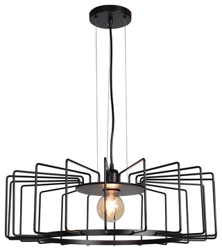 Wired Cage Pendant, Black Finish, Horizontal