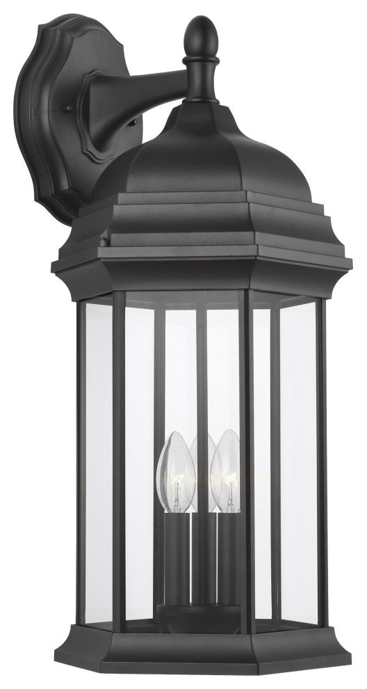 Sevier Extra Large 3-Light Downlight Outdoor Wall Lantern, Black