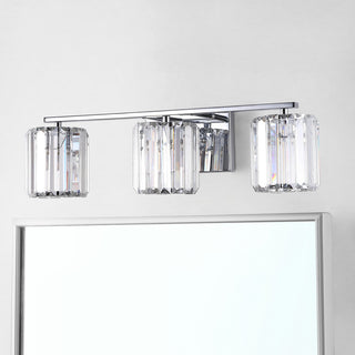 Coco Prism Vintage Metal/Glass Glam LED Vanity Light, Width: 23"