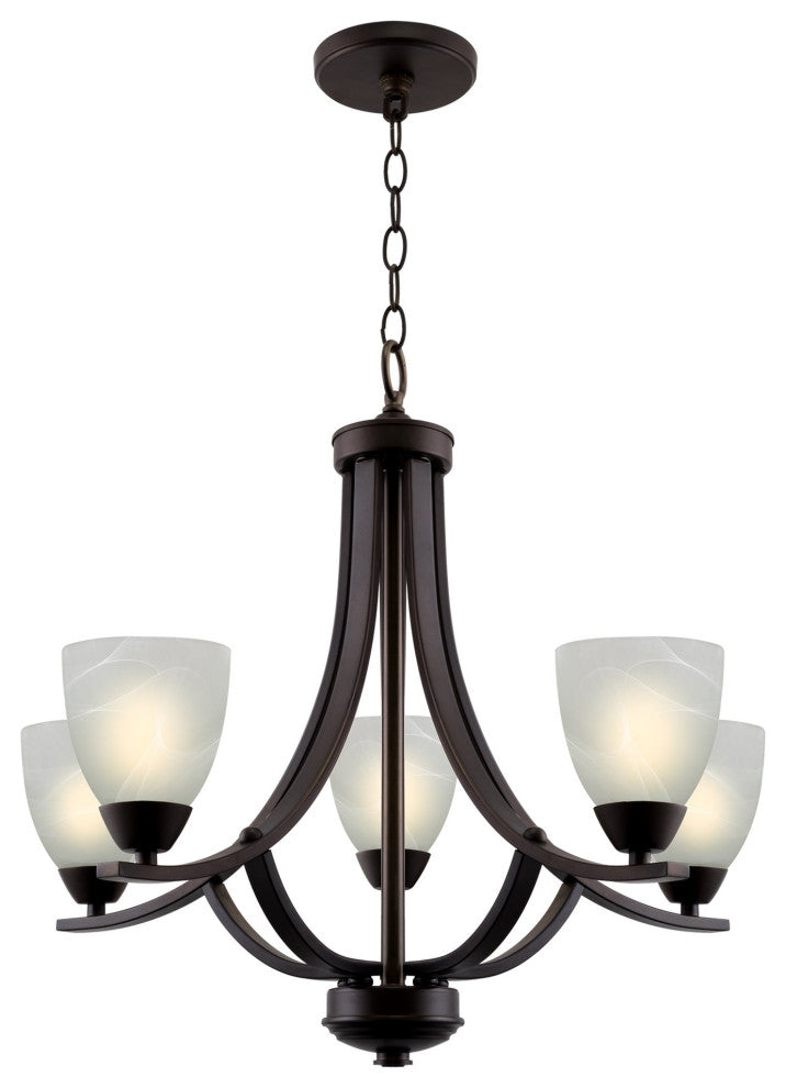 Kira Home Weston 24" Chandelier, Alabaster Glass Shades, Adjustable Chain, Oil