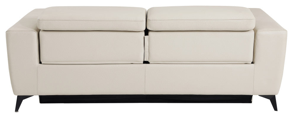 Arezzo Genuine Italian Leather Modern Sofa Set, Beige
