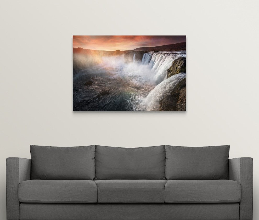 "The Waterfall of the Gods, Iceland" Wrapped Canvas Art Print, 48"x32"x1.5"