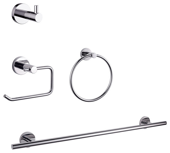 Bagno Nera 4-Piece Bathroom Accessory Set, Chrome
