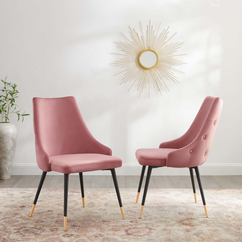 Adorn Dining Side Chair Performance Velvet Set of 2 Dusty Rose