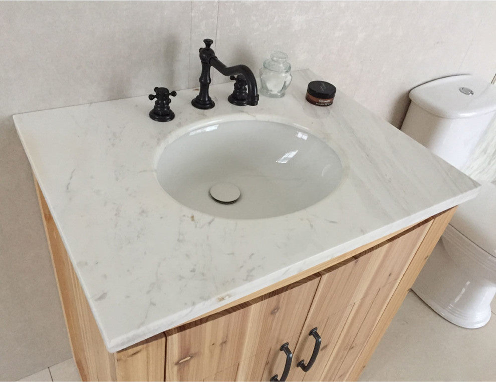 Wallace Solid Fir Single-Sink Vanity, 30", White Top
