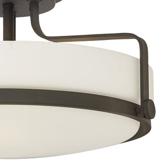 Hinkley Harper 18" Large Semi-Flush Ceiling Light, Oil Rubbed Bronze+Etched Opal