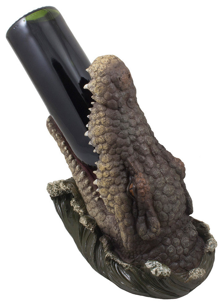 Decorative Alligator Single Wine Bottle Holder or Crocodile Statue