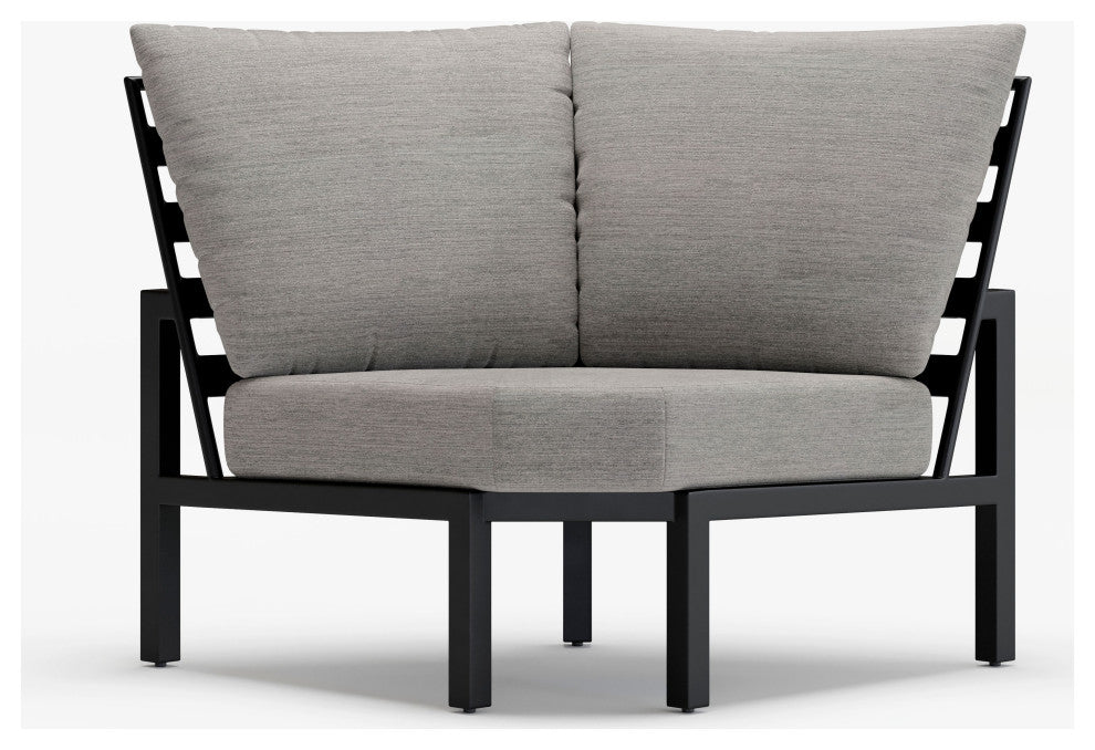 Stanford Cushion Outdoor Corner Chair, Textured Pewter