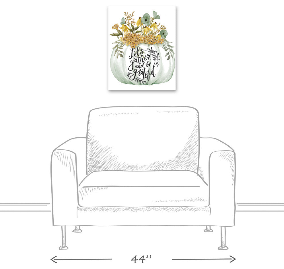 Pumpkin Watercolor Florals 3 16x20 Canvas Wall Art